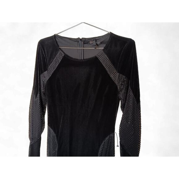New with tags Donna Karan New York Black Mesh Velvet Sequin Dress Size 4 $495 - Picture 6 of 16